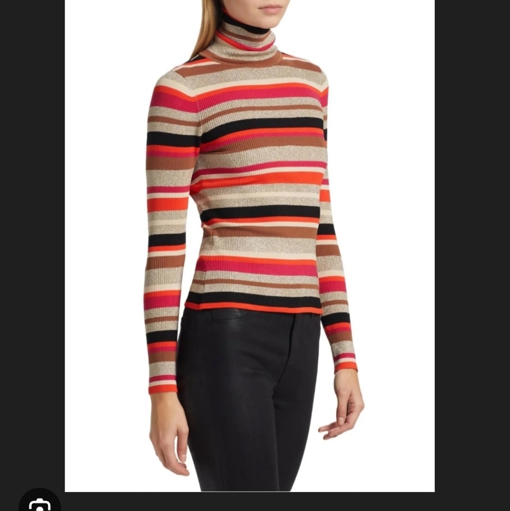 L'AGENCE Multicolor Striped Turtleneck Sweater